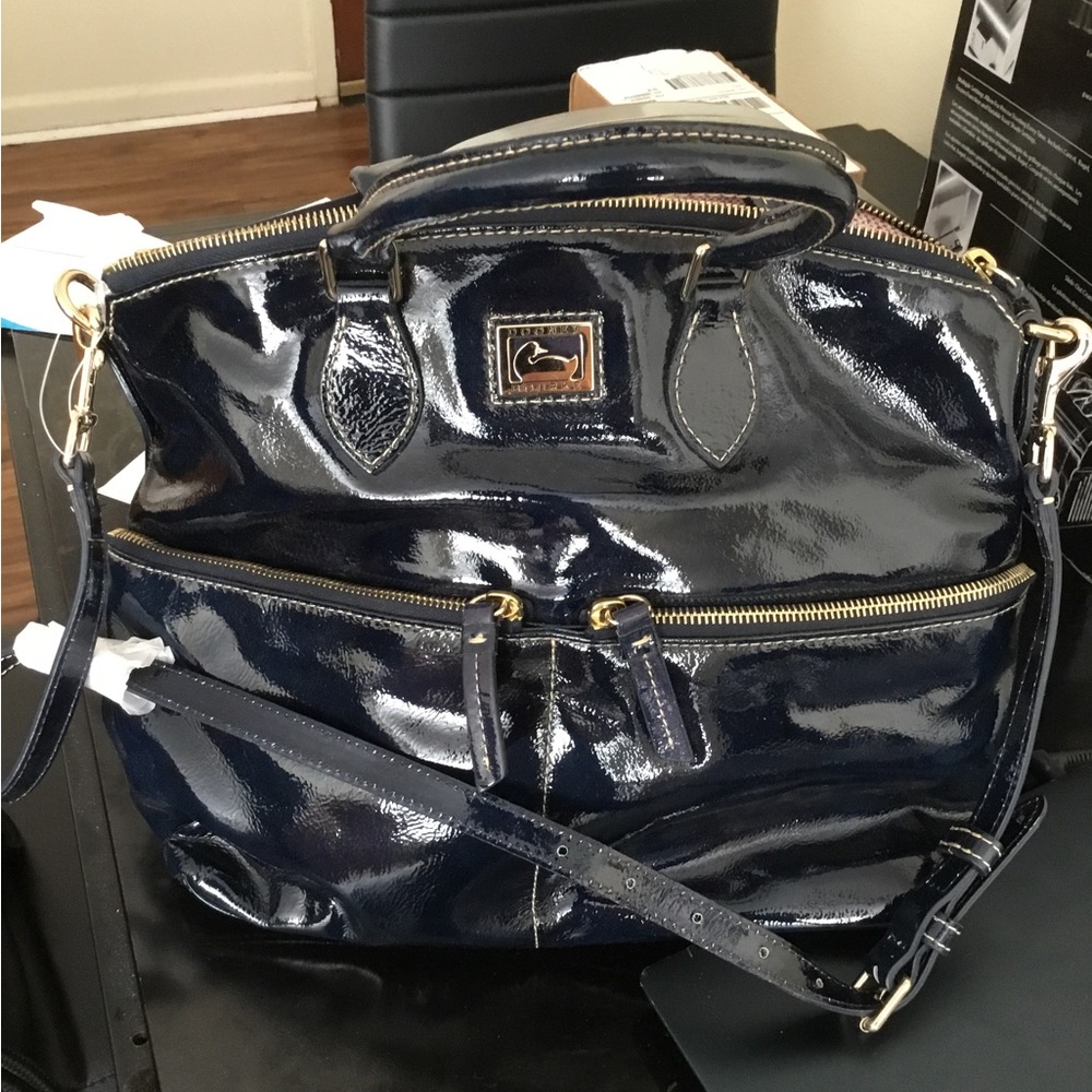 Dooney & Bourke PH224 MD Midnight Blue Leather Satchel Bag Brand New w/ Tags